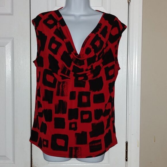Michael  Michael Kors sleevless red black top Sz XL - Picture 1 of 5